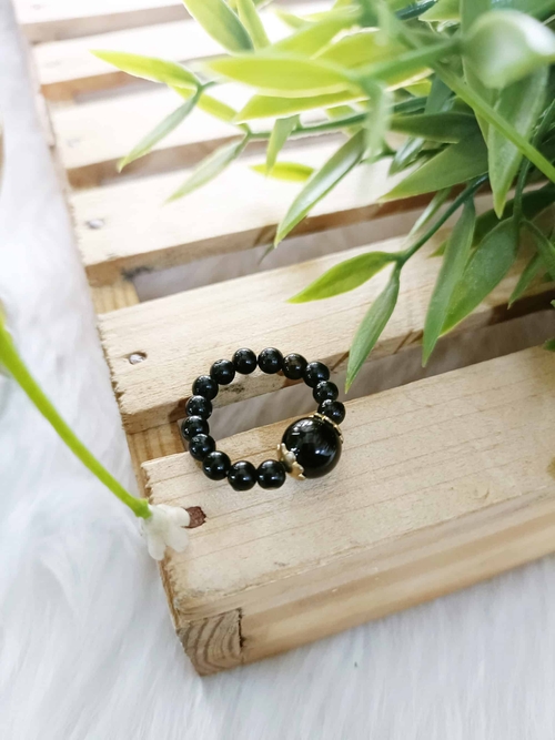 Black Crystal Beads rings
