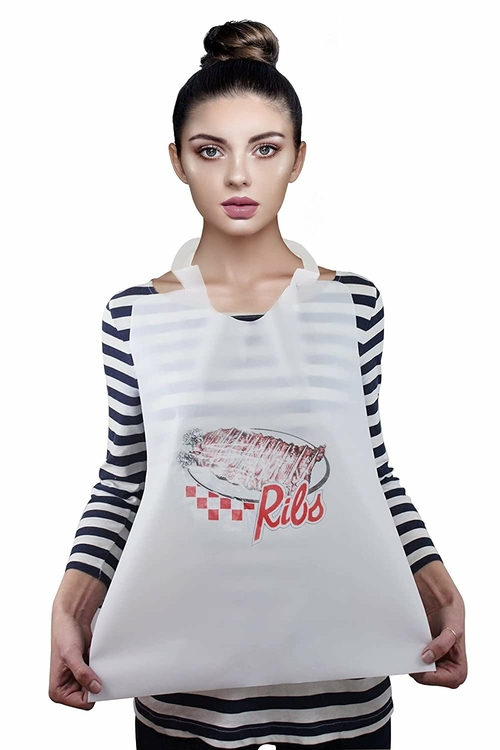 Pack of 500 Ribs Design Bibs 15.5 x 20 with Ties Thickness 1.375 Mil