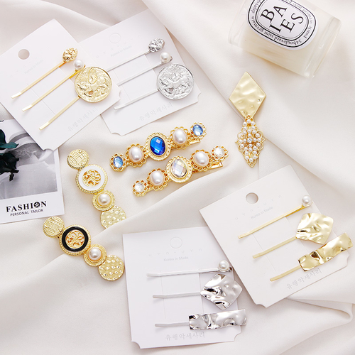 2019 New Women Retro Geometric Pearls Crystal