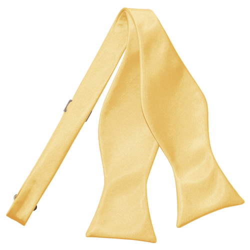 Plain Satin Self-Tie Bow Tie - Pale Yellow