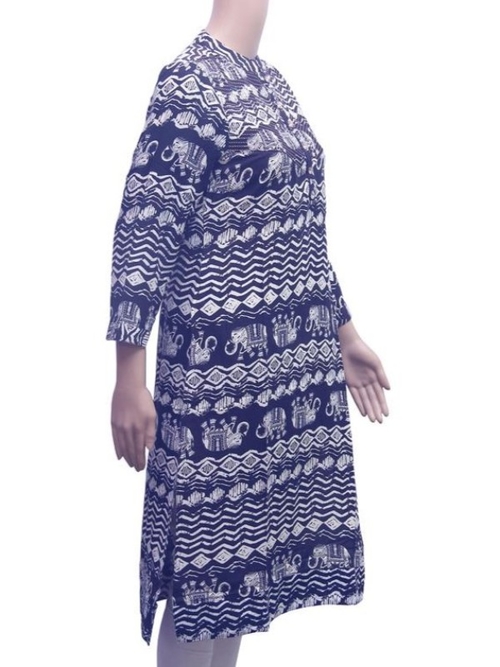 Rayon Elephant Printed Womens Kurti in Black