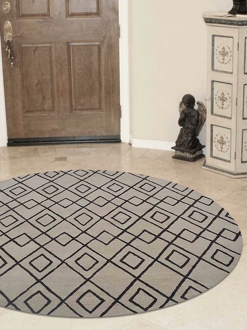 Glitzy Rugs UBSK04510T0904B8 8 x 8 ft. Hand Tufted Wool Geometric Roun