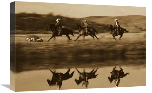 Global Gallery GCS-453707-1624-142 16 x 24 in. Cowboys Riding Horses w