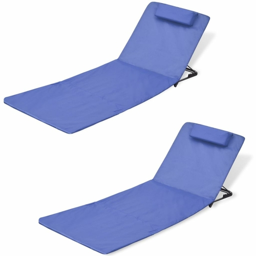 Folding Beach Chairs 2 pcs Powder-coated Steel Blue