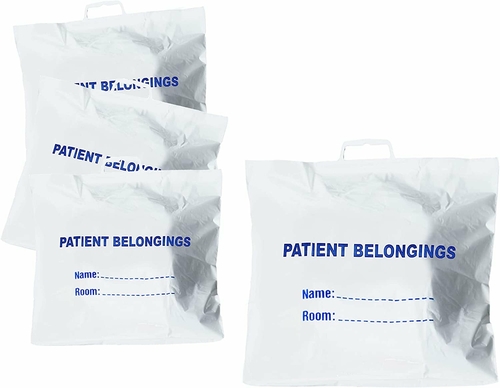 Dukal Case of 250 Patient Belongings Bags White 20 x 18.5 Thickness