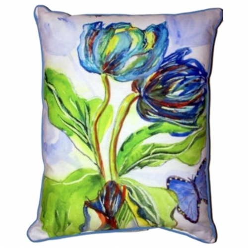 Betsy Drake HJ447 Tulips & Morpho Large Indoor & Outdoor Pillow - 6 x 