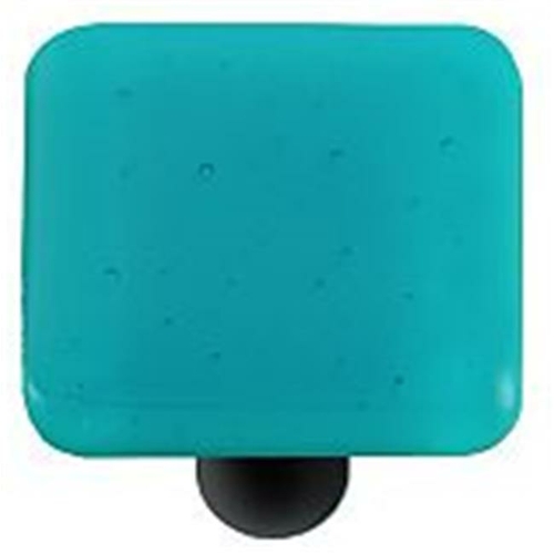 Hot Knobs HK1027-KB Turquoise Blue Square Glass Cabinet Knob - Black P