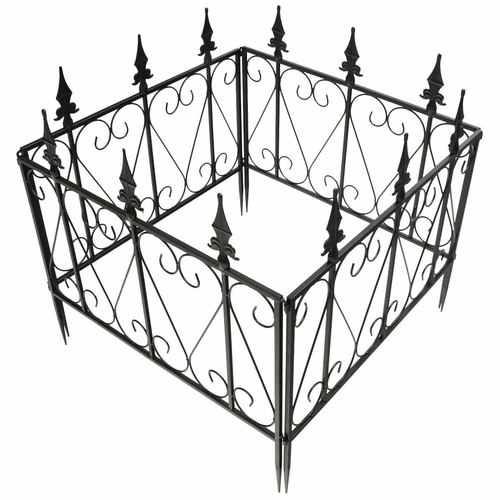 4 x Steel Decorative Attachable Rustproof Garden Fence Sections