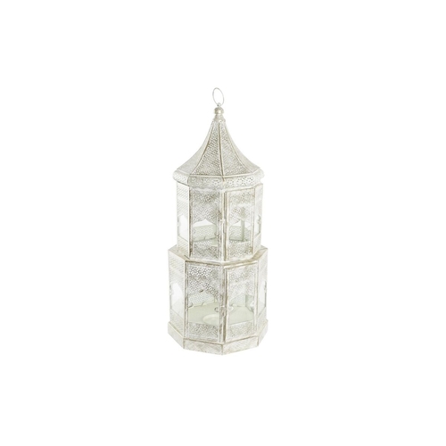 Lantern DKD Home Decor 2 Units White Golden Metal Crystal Arab Aged