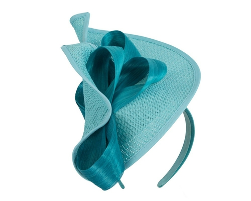 Large turquoise Fillies Collection racing fascinator with bow