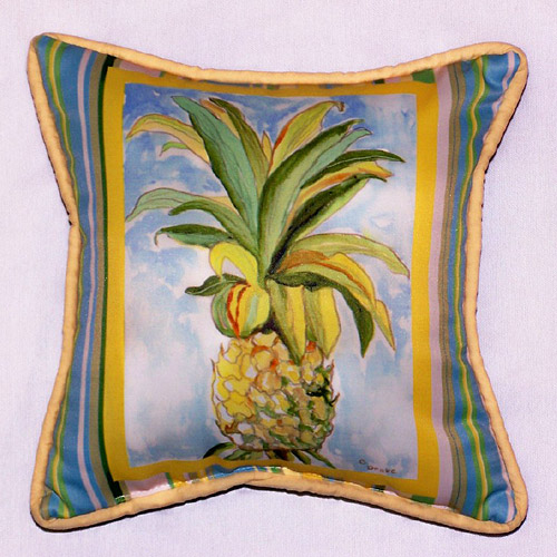 Betsy Drake SN400 Pineapple Small Outdoor-Indoor Pillow 12"x12&qu