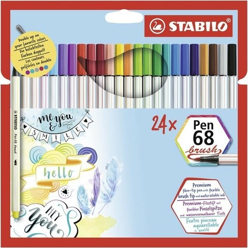 Set of Felt Tip Pens Stabilo Pen 68 brush Case Multicolour