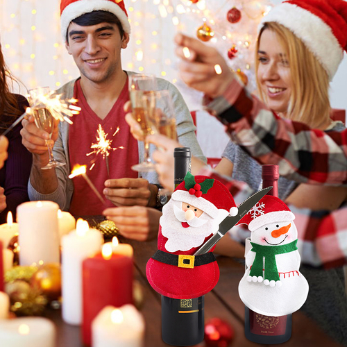 Christmas Wine Bottle Decor Set Santa Claus