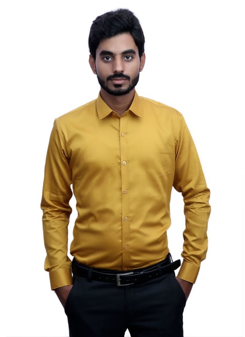 Generic Men's 100% Cotton Men Shirt (Yellow)