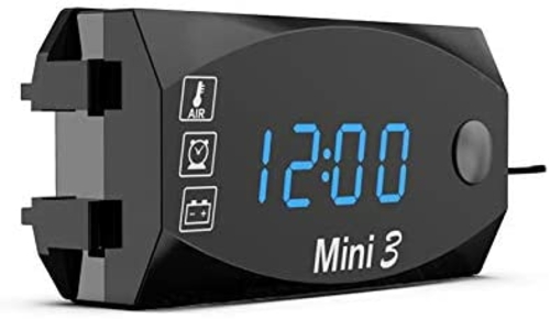 3-in-1 Voltmeter Clock Thermometer Display Car and Motorcycle