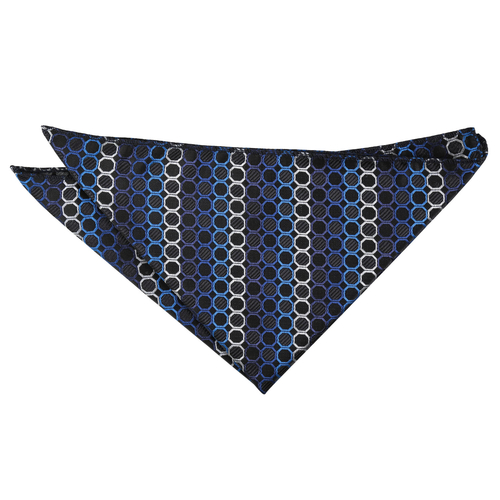 Honeycomb Polka Dot Handkerchief - Black, Blue & Silver