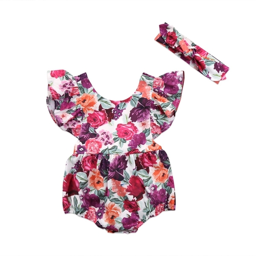 Casual Ruffle Floral 2Pcs Newborn Infant Baby