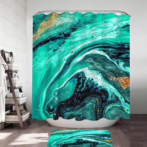 Turquoise Flow Shower Curtain