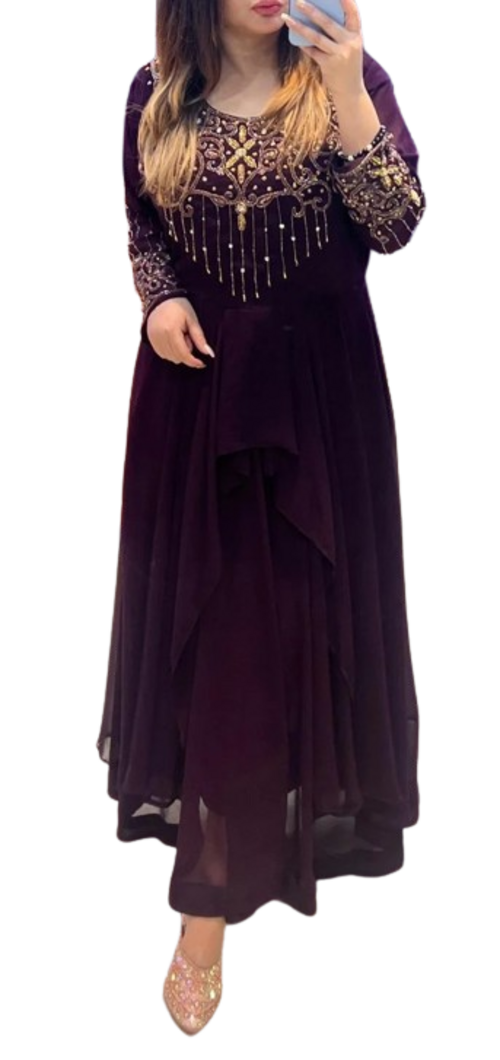 Women's Georgette Fabric Designer Gown Attached With linning (Color