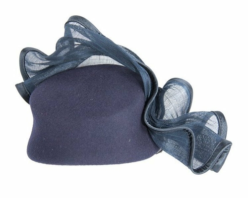 Tall navy felt winter racing facinator