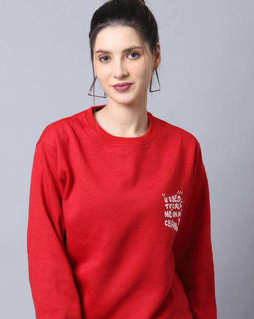 Typographic Print Round-Neck Sweatshirt For Women