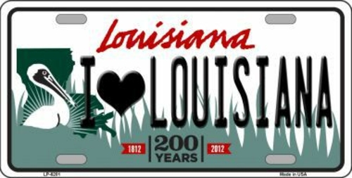 Smart Blonde LP-6201 I Love Louisiana Novelty Metal License Plate