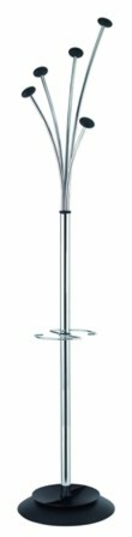 Alba PMFESTYCH Festival Coat Stand in Chrome- with 5 Black Rounded Coa