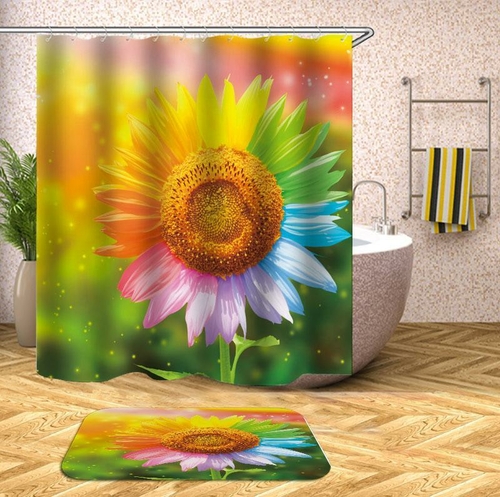 Multicolored Sunflower Shower Curtain