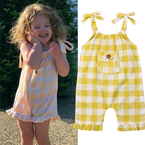 Kids Baby Girls Romper Summer Lovely Plaids Slip