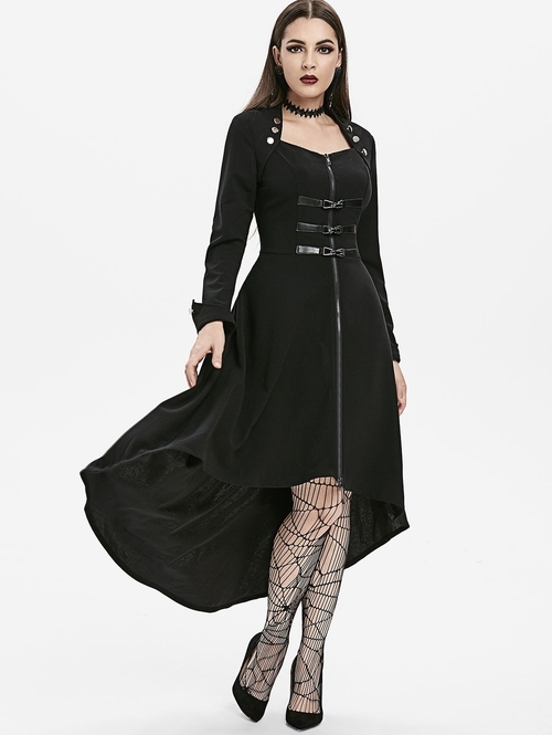  Plus Size Gothic Women Coat High Low Button