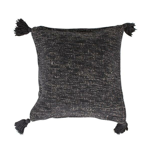 Corfu Cushion With 4 Tassels Black