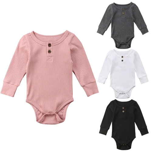 Babies Plain Bodysuit Clothes Newborn Toddler Baby