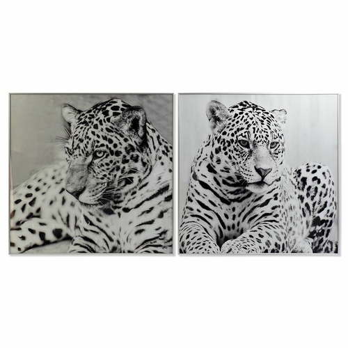 Painting DKD Home Decor 100 x 2,5 x 100 cm Leopard Colonial (2 Units)