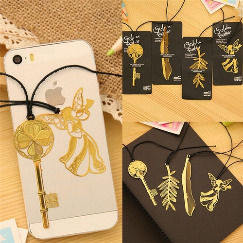 4PCS Statioenry Cute Gold Metal Bookmark Paper