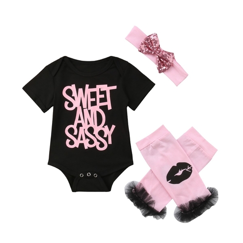 Newborn Infant Baby Girl Romper Headband Leg