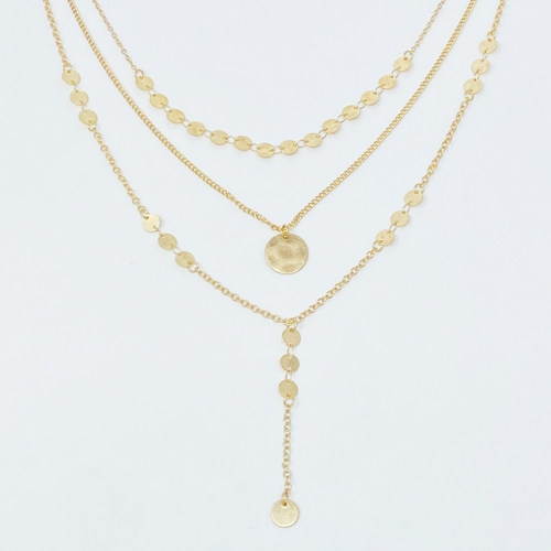 Disc Drop Layered Necklace