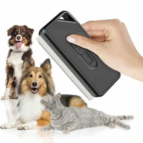 PUREVACY Self Cleaning Slicker Brush for Pets 5" x 2", Black Small