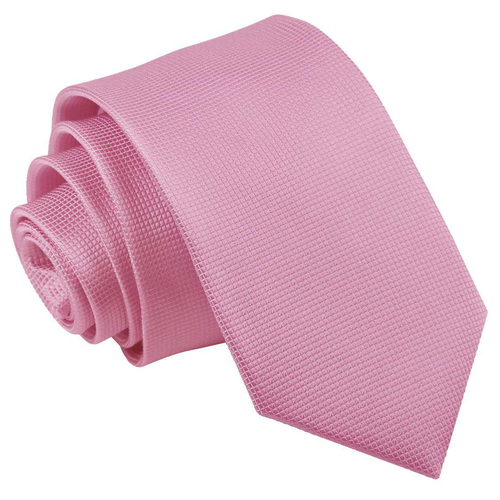 Solid Check Slim Tie - Light Pink