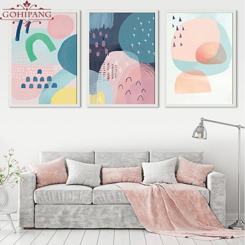 Nordic Abstract Multi Pink Canvas