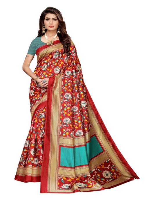 Generic Women's Art Silk Saree (Multi, 5-6 Mtrs)