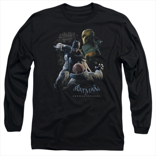 Batman Arkham Origins-Punch - Long Sleeve Adult 18-1 Tee, Black - 