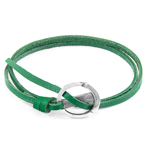 Fern Green Ketch Silver & Leather Bracelet