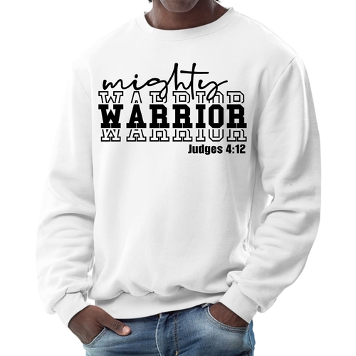Mens Graphic Sweatshirt - Mighty Warrior Black Illustration