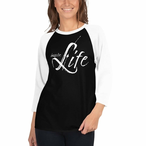 Womens Raglan Tee - Inspire Life Graphic Pullover Baseball Shirt
