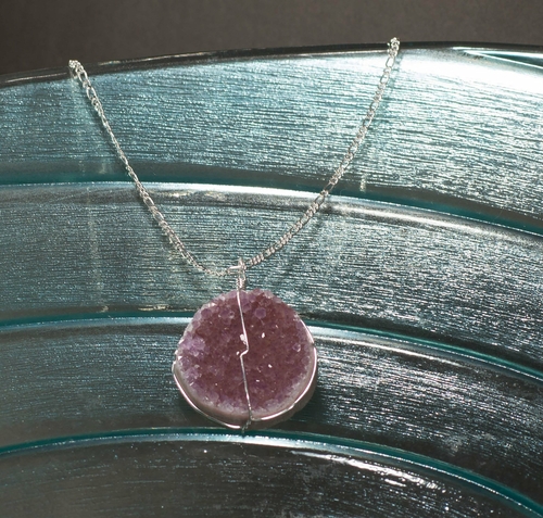 Calia Druse Crystal Pendant on Silver Chain