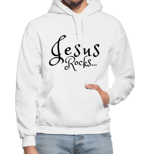 Mens Hoodie - Pullover Hooded Sweatshirt -black Graphic/jesus Rocks