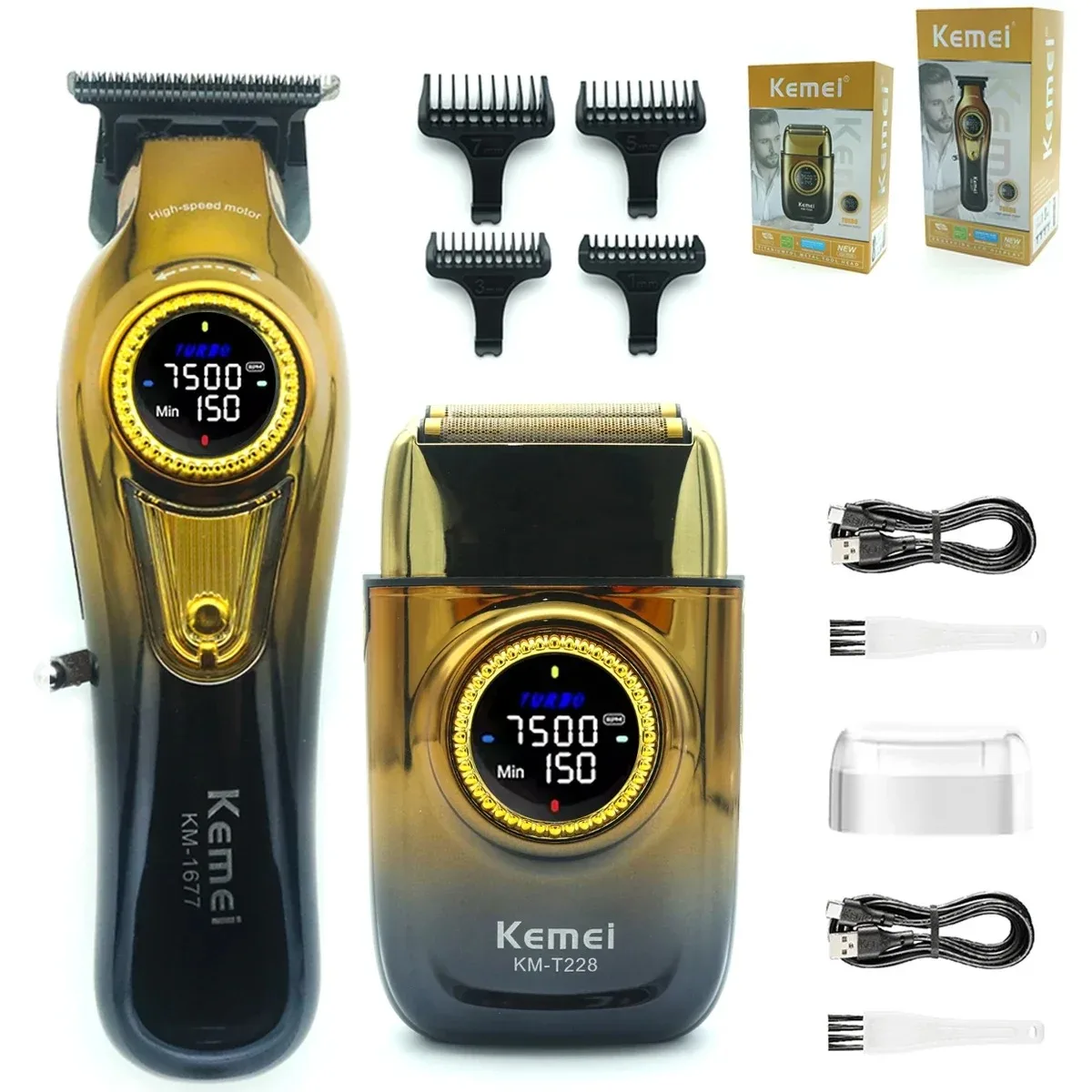 Kemei 1691 1677 T228 Professional Barber Cutting Machines Kit Rotation - Picture 8 of 15