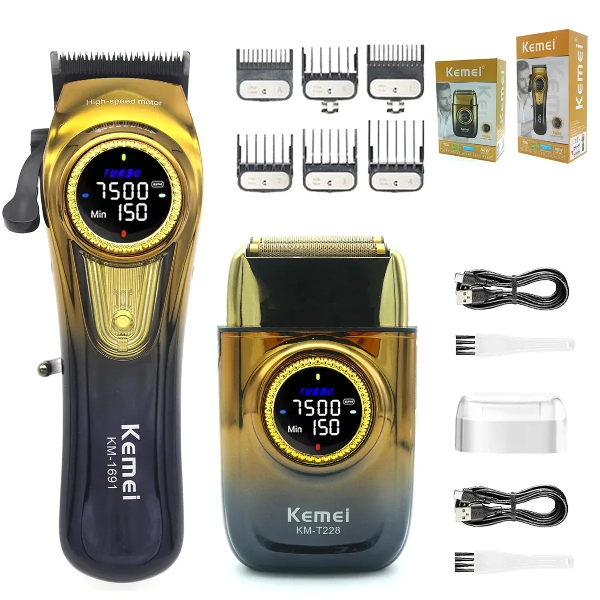 Kemei 1691 1677 T228 Professional Barber Cutting Machines Kit Rotation - Picture 14 of 15